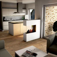 Glow Fire Schiller Wit - OMC 600 | Vrijstaande Waterdamphaard, 120 cm x 120 cm x 38 cm