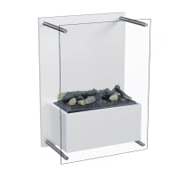 Yosemite Witte Waterdamp Schouw - Wandgemonteerde Opti-Myst Schouw met Grote Glazen Voorkant