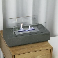 Kira bio-ethanolhaard &ndash; compacte tafelhaard van ruw beton met glasafscherming