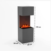 Glow Fire Beethoven Grijs - OMC 600 | Vrijstaande Waterdamphaard, 170 cm x 60 cm x 50 cm
