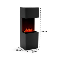 Glow Fire Beethoven Zwart - OMC 600 | Vrijstaande Waterdamphaard, 170 cm x 60 cm x 50 cm