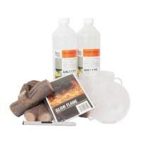 Decoratiepakket voor biohaard met kunsthout met gloei-effect