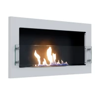 Texas - Witte bio-ethanol wandhaard met glas