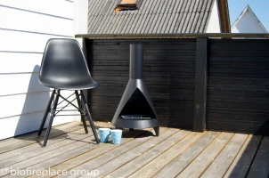 Bioethanol houtkachel open haard met a diameter van 44 cm en een hoogte van 80 cm.