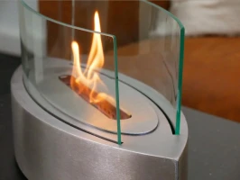 Ovale bio-ethanolhaard met glas