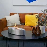 Ovale bio-ethanolhaard met glas