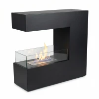 Bioethanol haard zwart met 3 glaspanelen