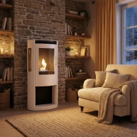 Lincoln bio-ethanolkachel in wit - klassiek design, milieuvriendelijk en stijlvol.