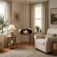 Staal UFO-60 plafond hangende bioethanol haard