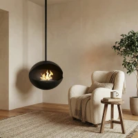 Eclipse Hanglamp - zwarte ronde plafondhangende bio-ethanol haard van Nordlys Denmark
