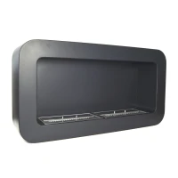 Vlotte zwarte biohaard met mooie ronde hoeken. Brandtijd 6 uur. Maat: 47 x 90 x 20 cm.