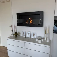 Texas  - Zwarte bio-ethanol wandhaard  met glas