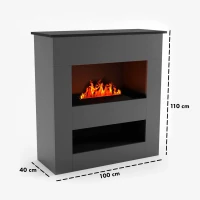 Brecht Grijs - OMC 600 Elektrische Waterdamphaard &ndash; Realistische Vlam, Milieuvriendelijk Ontwerp, Vrijstaand