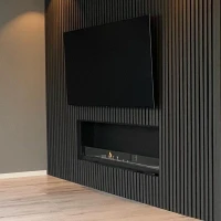 Zwart bio-ethanol haard voor in de muur