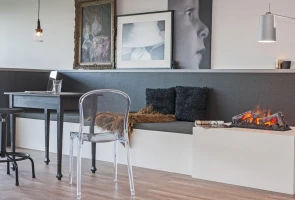 Waterdamphaard inzetstuk met sierhout