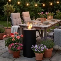 ScandiFlames Dualis bio-ethanol haard in het zwart met een cilindervormig veiligheidsglas
