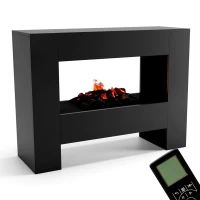Glow Fire Fallada Zwart- OMC 600 | Vrijstaande Waterdamphaard, Zwart, 120 cm x 90 cm x 40 cm