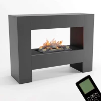 Glow Fire Fallada Grijs - OMC 600 | Vrijstaande Waterdamphaard, Grijs, 120 cm x 90 cm x 40 cm