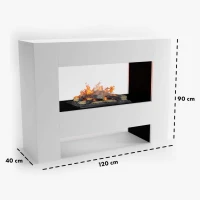Glow Fire Fallada Wit - OMC 600 | Vrijstaande Waterdamphaard, Wit, 120 cm x 90 cm x 40 cm