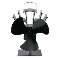 Zwarte warmte-gedreven haardventilator met 3 staalbladen