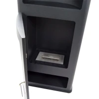 Vrijstaande bio-ethanol haard in hout kachel design. Brandtijd 5 uur. Afmetingen: H: 98 x B: 52 x D: 34 cm.