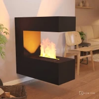 Glow Fire Schiller Wand Zwart OMC 400 Wandgemonteerde Waterdamp Open Haard &ndash; Realistisch Vlam Effect