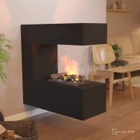 Glow Fire Schiller Wand Zwart OMC 400 Wandgemonteerde Waterdamp Open Haard &ndash; Realistisch Vlam Effect