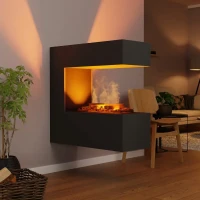 Glow Fire Schiller Wand Zwart OMC 400 Wandgemonteerde Waterdamp Open Haard &ndash; Realistisch Vlam Effect