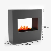 Goethe Grijs OMC 600 &ndash; Realistische Vlam, Milieuvriendelijk Ontwerp, Vrijstaand (Grijs)