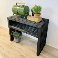 BBQ tafel - zwarte latten - 100cm met bovenplaat