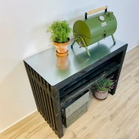 Grillplaat van zwarte planken - 120 cm met bovenplaat