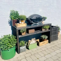 Grillplaat van zwarte planken - 120 cm met bovenplaat