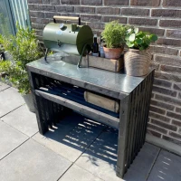 Grillplaat van zwarte planken - 120 cm met bovenplaat