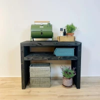 Grillplaat van zwarte planken - 120 cm met bovenplaat