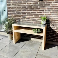 BBQ tafel met brede planken - 100 cm met bovenplaat