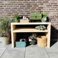 BBQ tafel met brede planken - 100 cm met bovenplaat