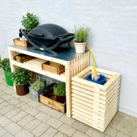 Grillplaat van brede planken - 120cm met bovenplaat