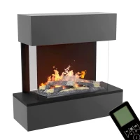 H&ouml;lderlin Grijze OMC 600 Waterdamp-wandhaard met realistische waterdampvlammen