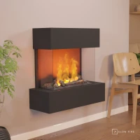 H&ouml;lderlin waterdamphaard in zwart, met realistische waterdampvlammen