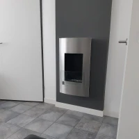 Hoge biohaard in roestvrij staal. Brandtijd 5 uur. Maat: 80 x 48 x 20 cm.