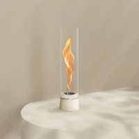 H&ouml;fats SPIN Air 1200 cr&egrave;me witte bio-ethanol tafelhaard met hoog cilindervormig glas