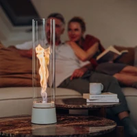 H&ouml;fats SPIN Air 1200 cr&egrave;me witte bio-ethanol tafelhaard met hoog cilindervormig glas