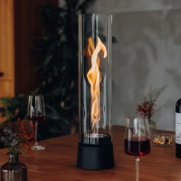 H&ouml;fats SPIN Air 1200 matzwarte bio-ethanol tafelhaard met hoog cilindervormig glas