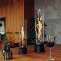 H&ouml;fats SPIN Air 1200 matzwarte bio-ethanol tafelhaard met hoog cilindervormig glas