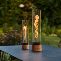 H&ouml;fats SPIN Air 1200 eiken bio-ethanol tafelhaard met hoog cilindervormig glas