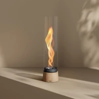 H&ouml;fats SPIN Air 1200 eiken bio-ethanol tafelhaard met hoog cilindervormig glas