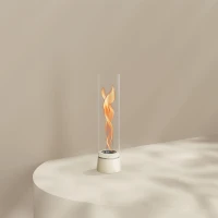 H&ouml;fats SPIN Air 900 Cr&egrave;mewitte Tafel Bio-ethanolhaard met Hoge Cilindrische Glas en Ronddraaiende Vlammen