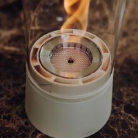 H&ouml;fats SPIN Air 900 Cr&egrave;mewitte Tafel Bio-ethanolhaard met Hoge Cilindrische Glas en Ronddraaiende Vlammen