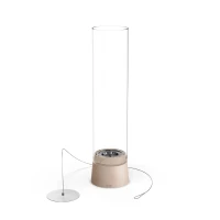 H&ouml;fats SPIN Air 1200 zandkleurige bio-ethanol tafelhaard met hoog cilindervormig glas