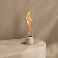 H&ouml;fats SPIN Air 1200 zandkleurige bio-ethanol tafelhaard met hoog cilindervormig glas